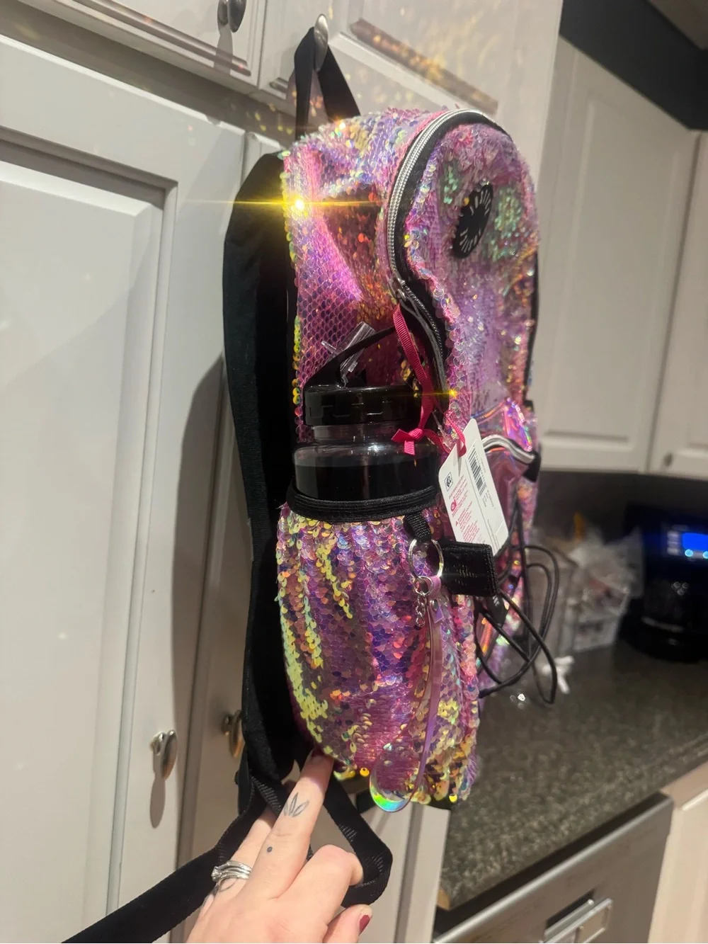 Justice Iridescent Pink Sequin Backpack